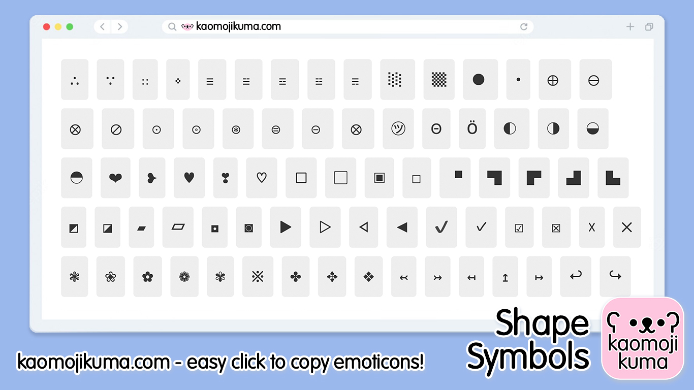 Kaomoji Shape Symbols For Emoticons Emojis