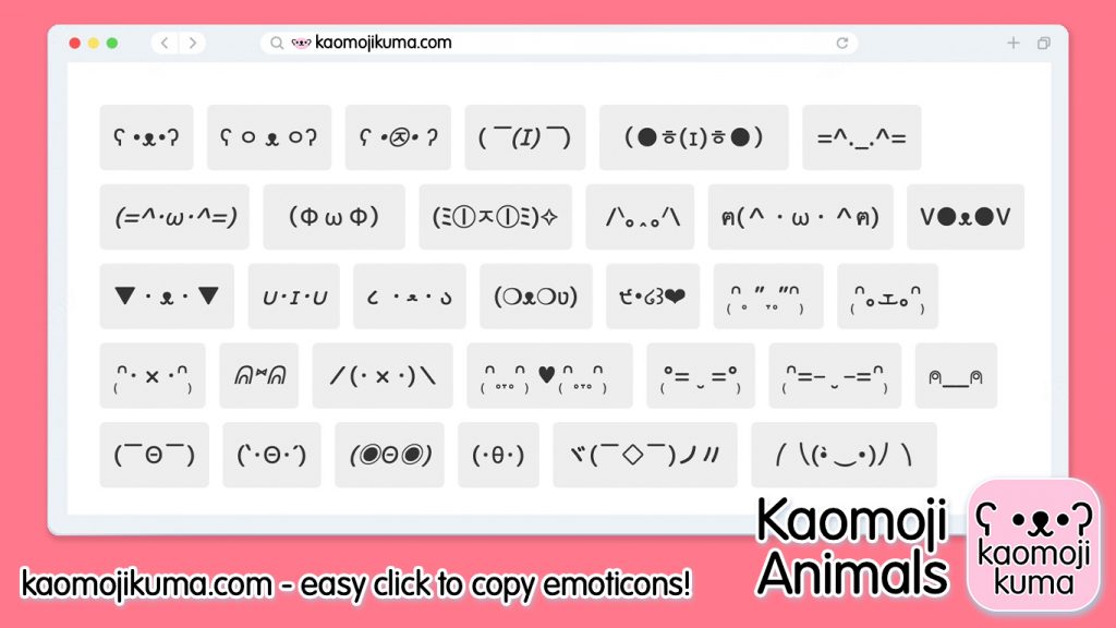 kaomoji animals japanese emoticons