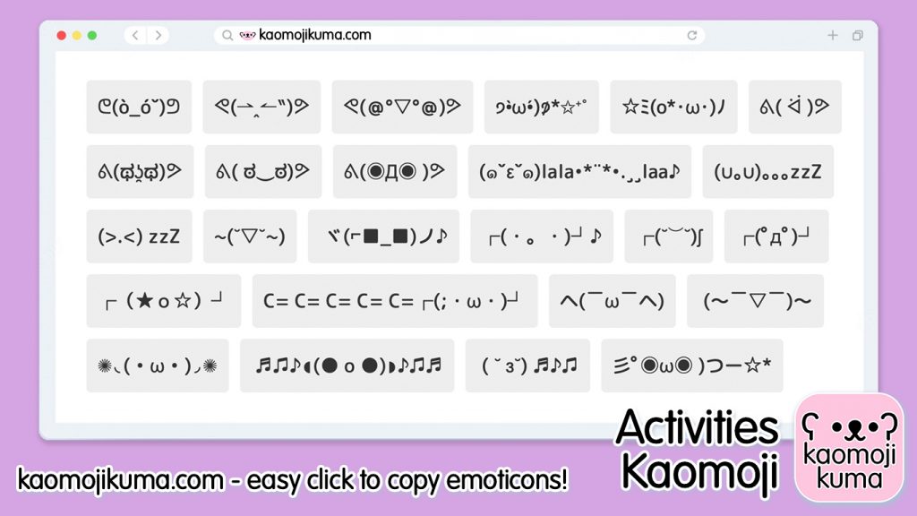 kaomoji activities japanese emoticons