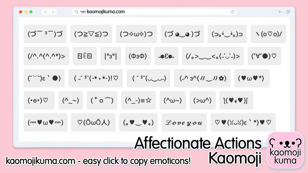 kaomoji affectionate actions japanese emoticons