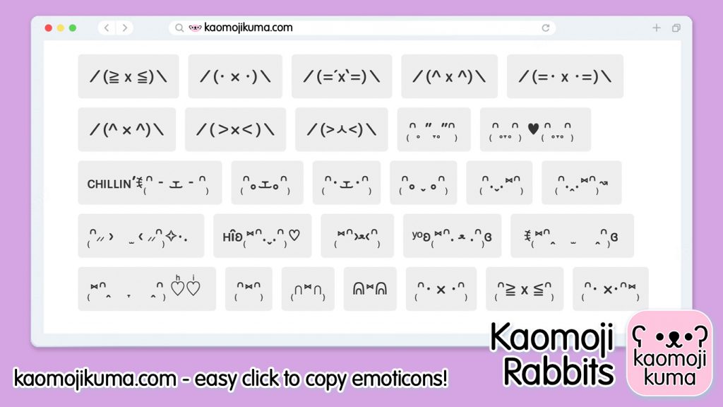 kaomoji bunny rabbits japanese emoticons