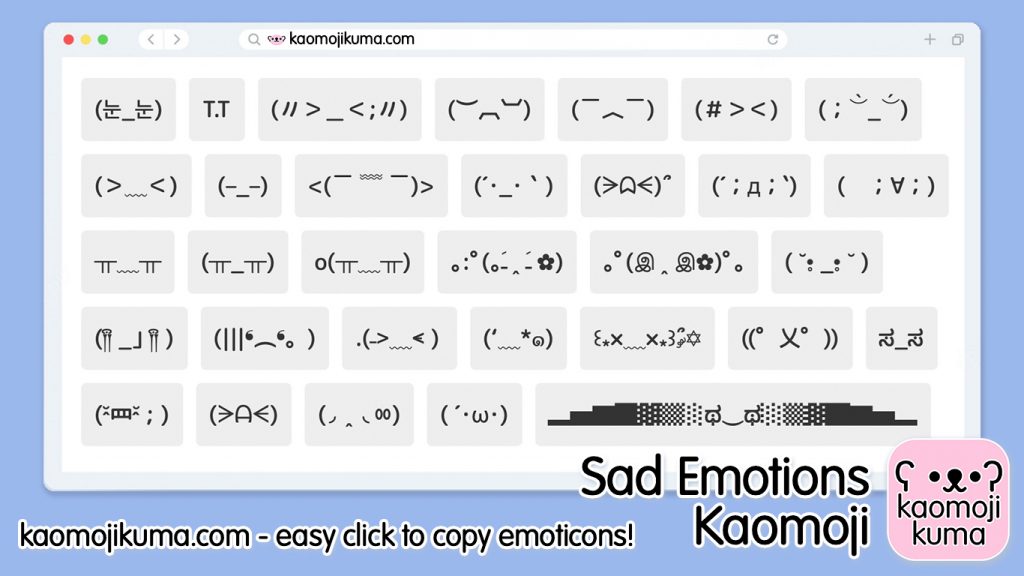 kaomoji sad emotions japanese emoticons