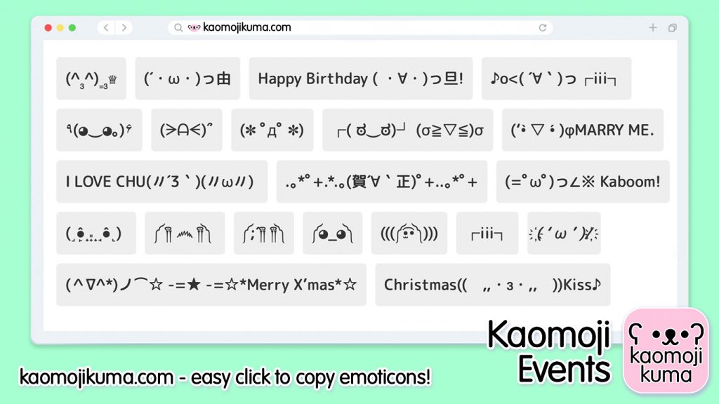 kaomoji events japanese emoticons