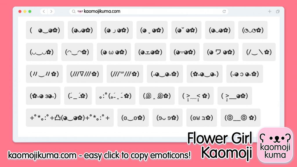 kaomoji flower girl japanese emoticons