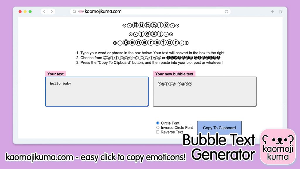 bubble text generator kaomoji kuma