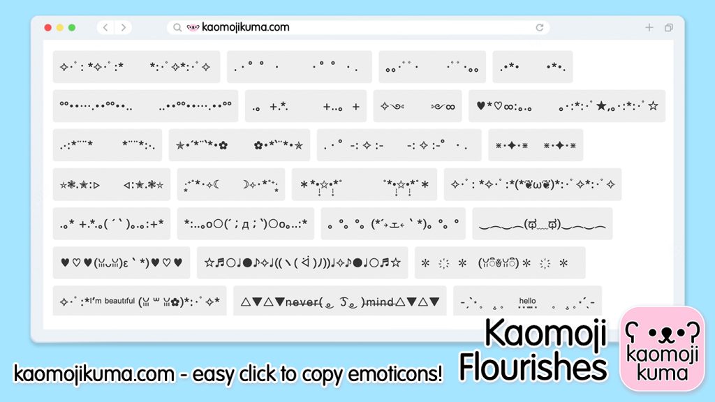 kaomoji flourishes japanese emoticons