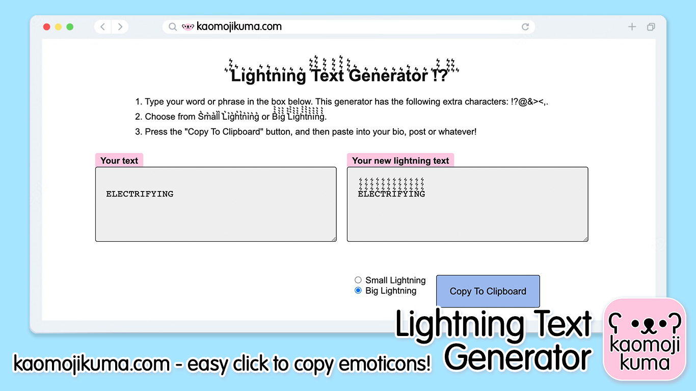 Lightning Text Generator ͛͛͛ ͛͛͛.͛͛͛I͛͛͛t͛͛͛'s͛͛͛.͛͛͛  ͛͛͛.͛͛͛E͛͛͛l͛͛͛e͛͛͛c͛͛͛t͛͛͛r͛͛͛i͛͛͛f͛͛͛y͛͛͛i͛͛͛n͛͛͛g͛͛͛.͛͛͛!͛͛͛.͛͛͛ ͛͛͛ -  Kaomoji Kuma