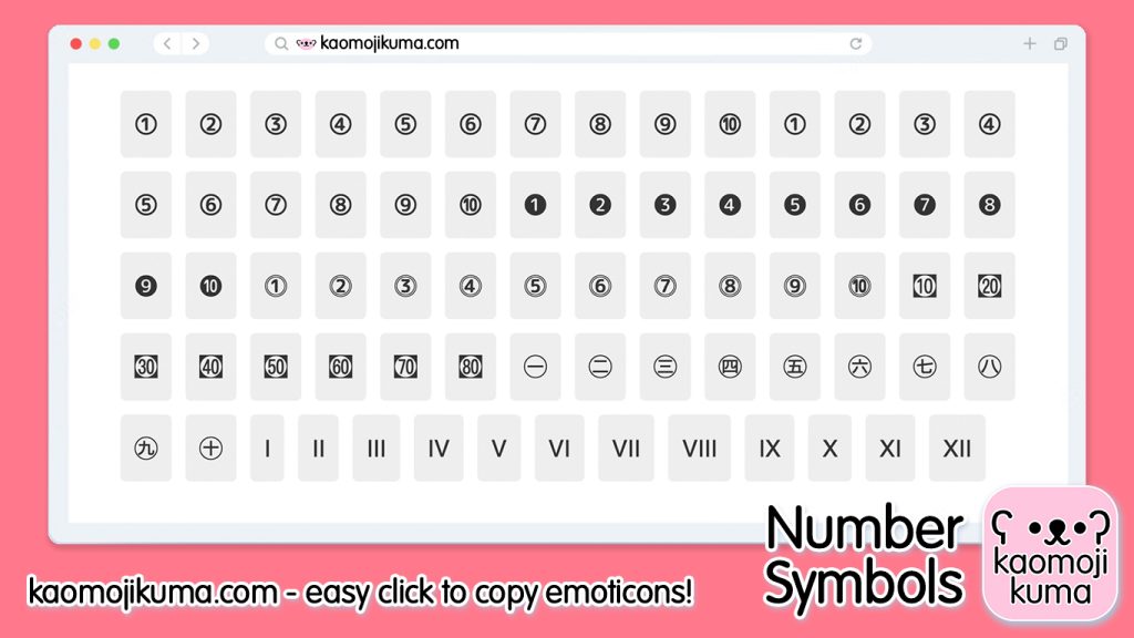 kaomoji number symbols japanese emoticons