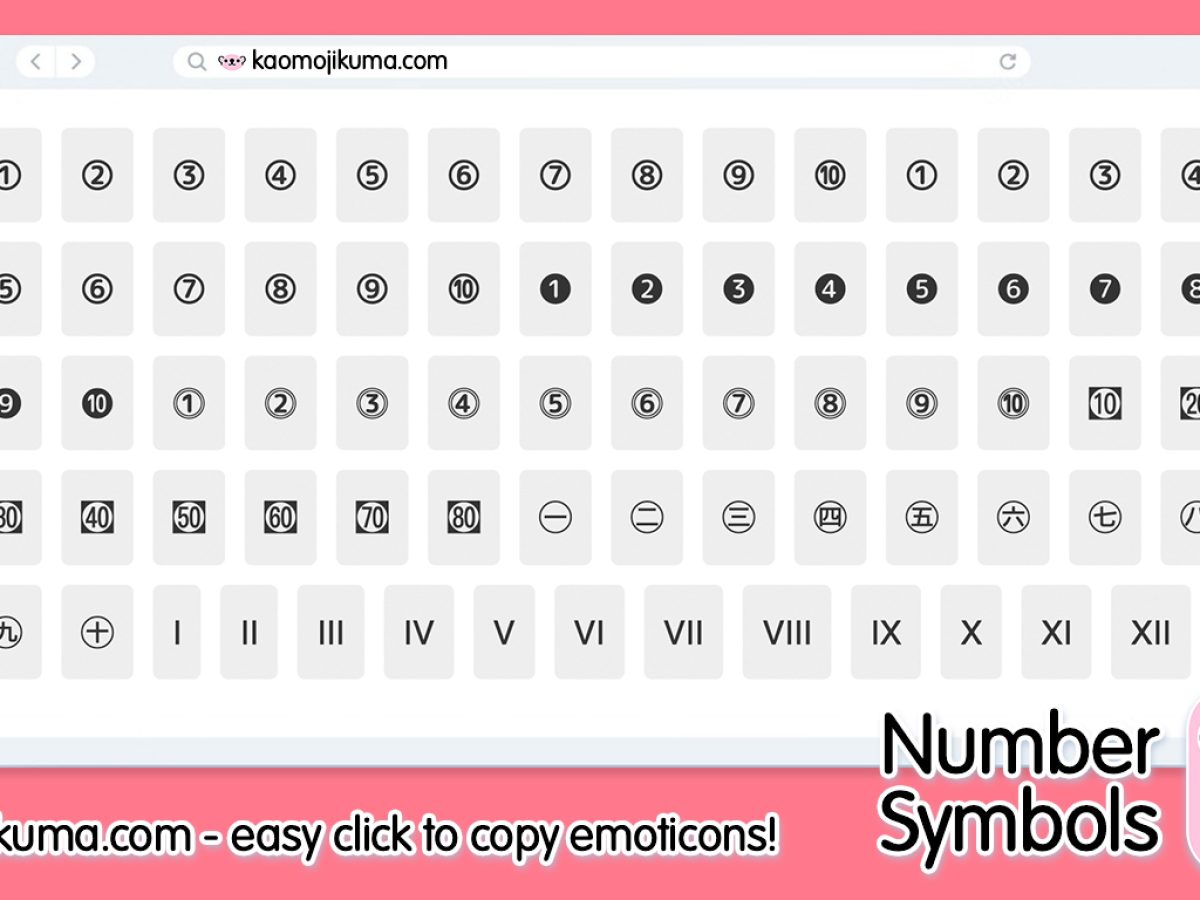 Kaomoji Number Symbols Emoticons & Emojis ➀ ➁ ➂